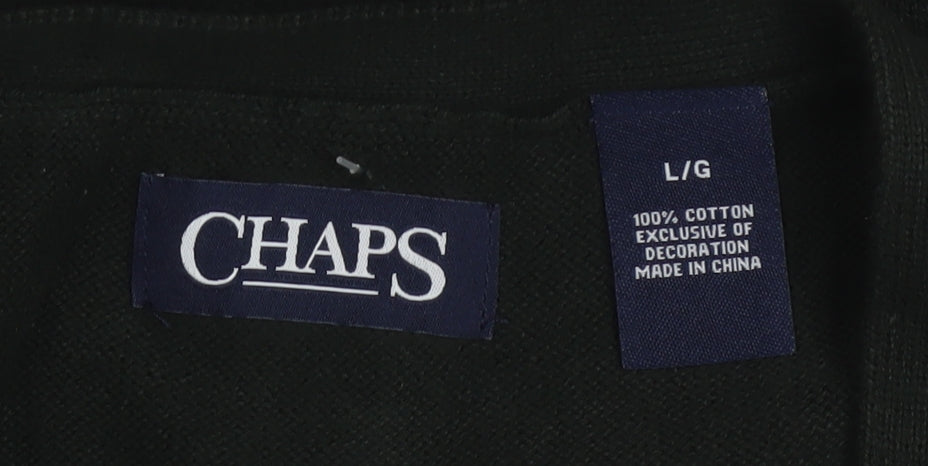 Chaps Men's Black Cotton V-Neck Sleeveless Vest Jumper L