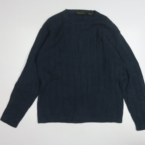 Timberland Men’s Blue Cotton Crew Neck Cable-Knit Jumper M