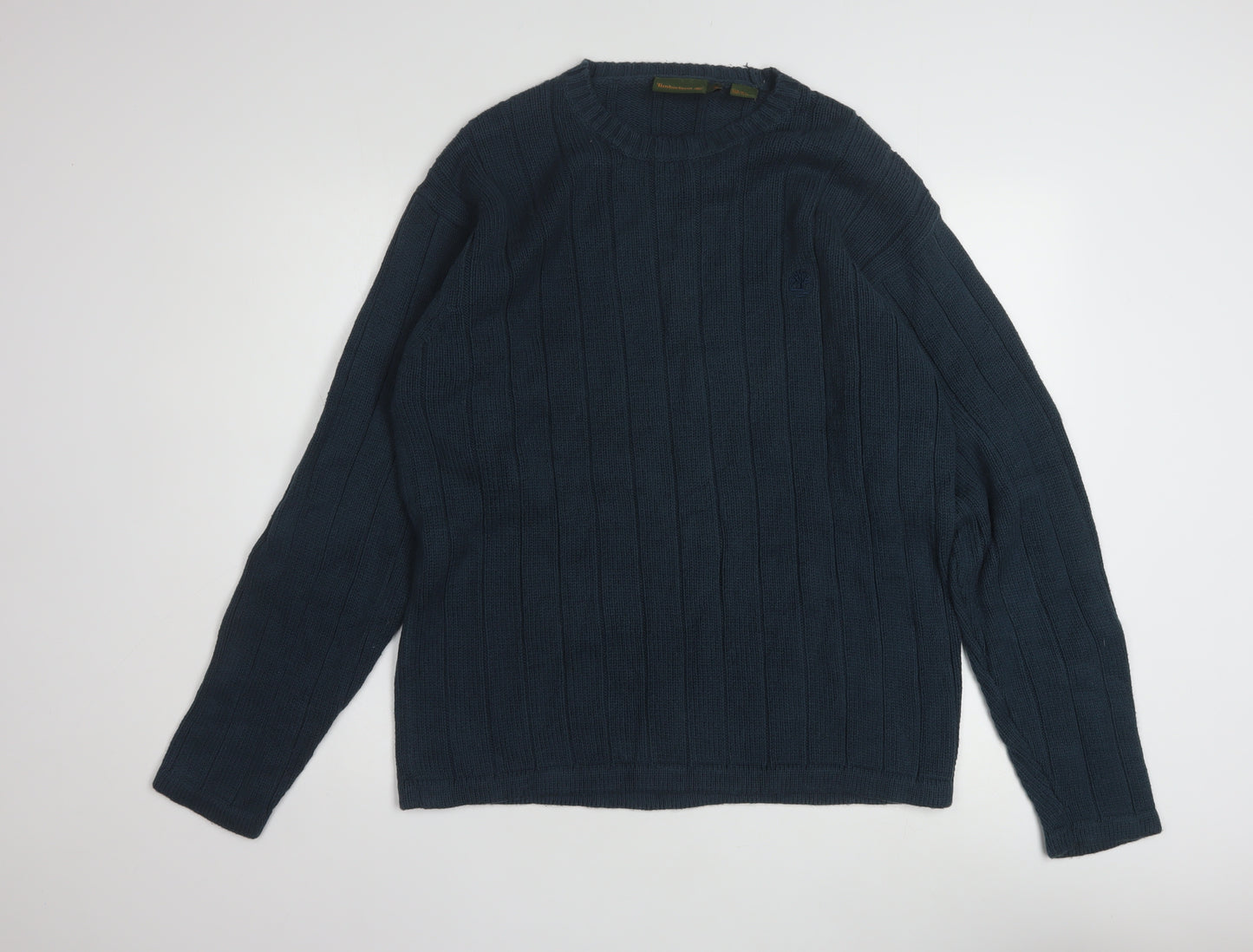 Timberland Men’s Blue Cotton Crew Neck Cable-Knit Jumper M