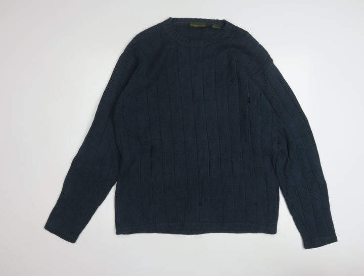 Timberland Men’s Blue Cotton Crew Neck Cable-Knit Jumper M
