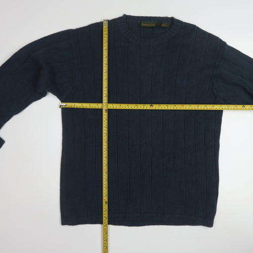 Timberland Men’s Blue Cotton Crew Neck Cable-Knit Jumper M