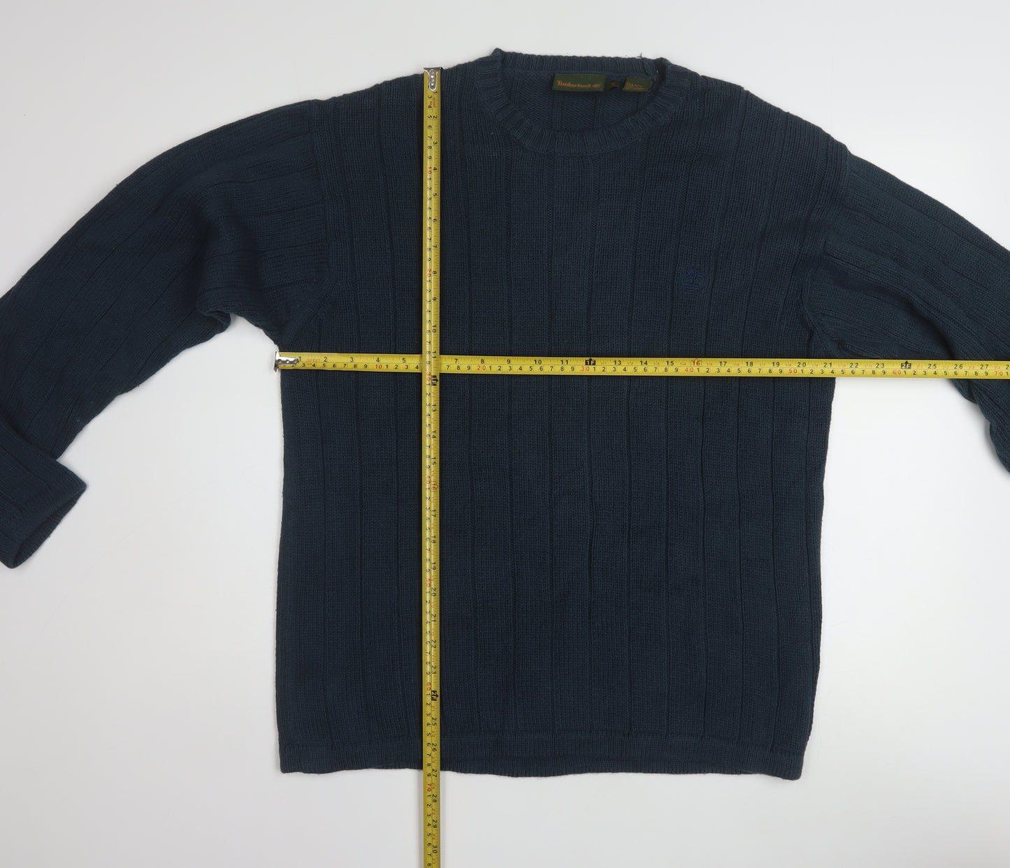 Timberland Men’s Blue Cotton Crew Neck Cable-Knit Jumper M