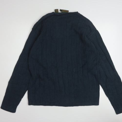 Timberland Men’s Blue Cotton Crew Neck Cable-Knit Jumper M
