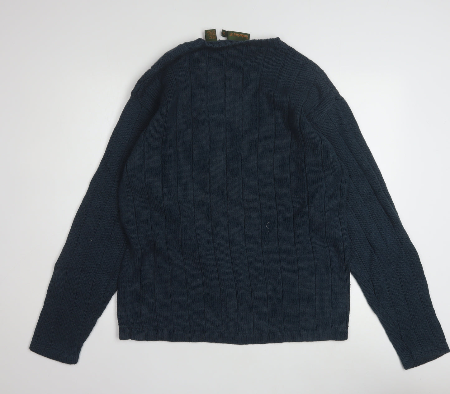 Timberland Men’s Blue Cotton Crew Neck Cable-Knit Jumper M