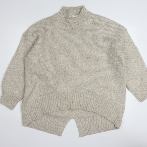 Tu Women Beige Mock Neck Chunky-Knit Jumper Size 18