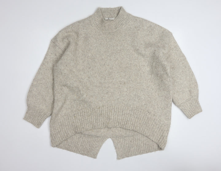 Tu Women Beige Mock Neck Chunky-Knit Jumper Size 18