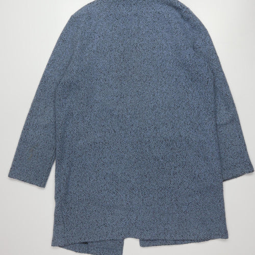 Tu Women’s Blue Polyester Coatigan L Open Front Mid-Length Casual