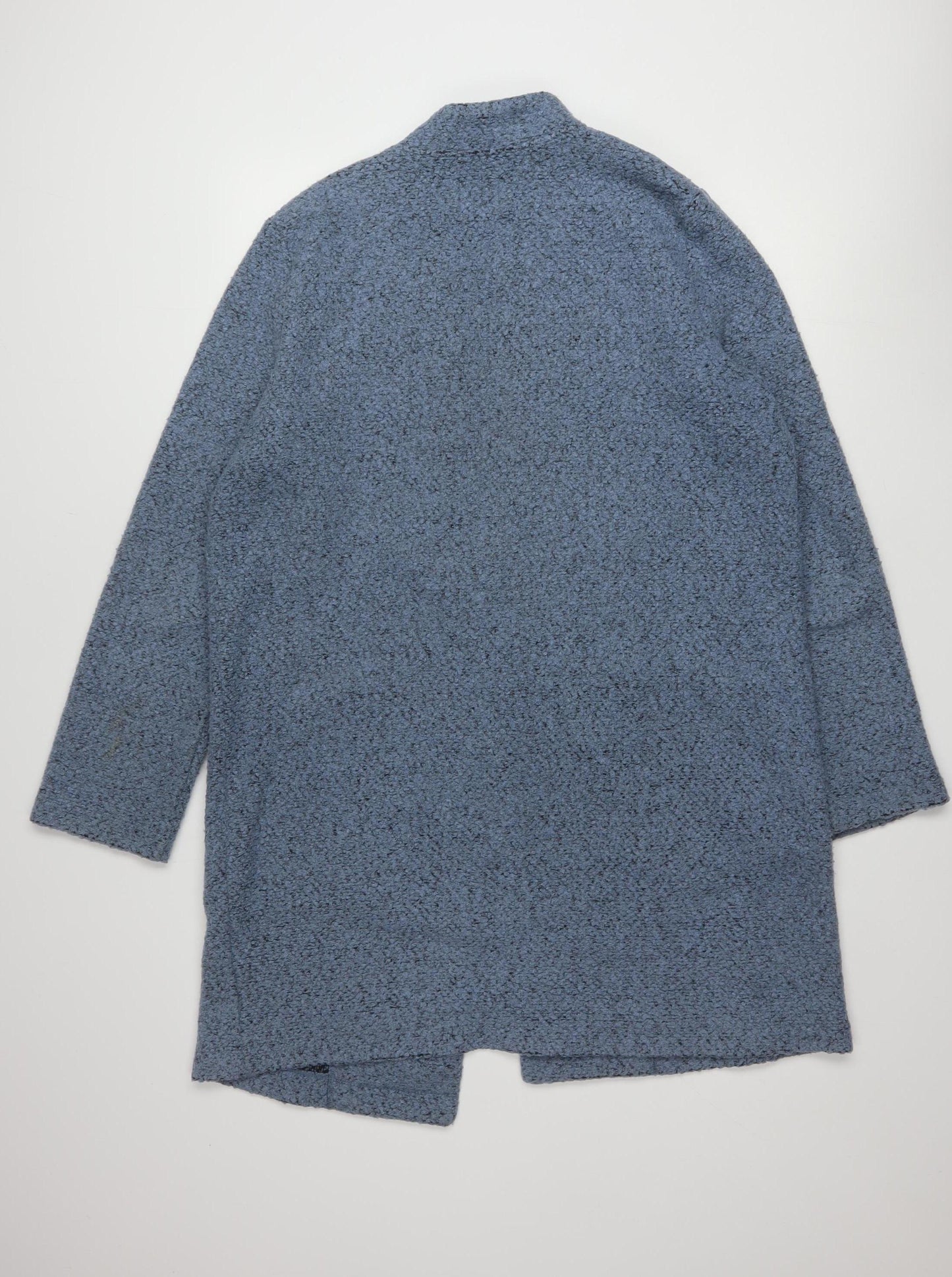 Tu Women’s Blue Polyester Coatigan L Open Front Mid-Length Casual