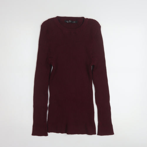 L.A. Knit Collection Women's Burgundy Long Sleeve Pullover Jumper Size L