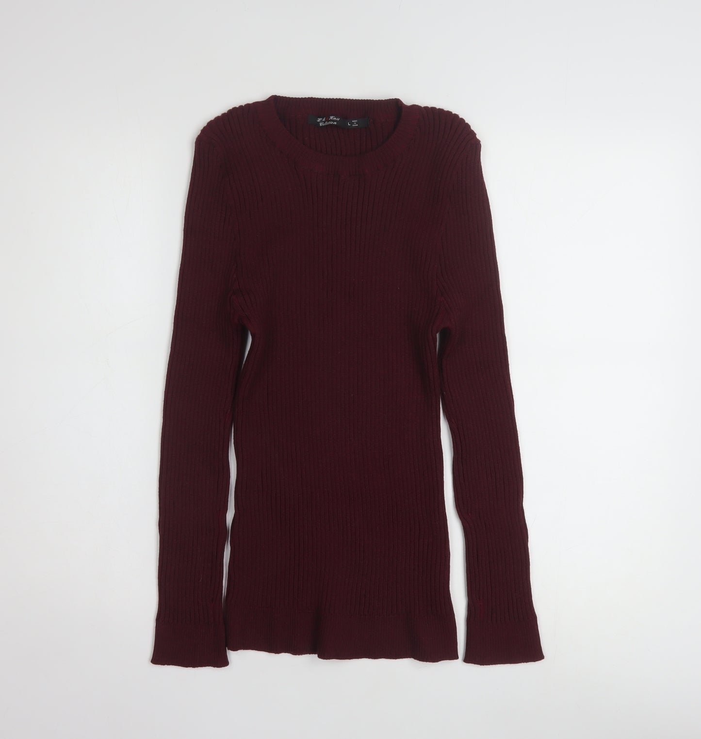 L.A. Knit Collection Women's Burgundy Long Sleeve Pullover Jumper Size L