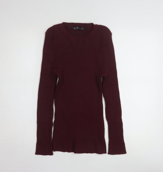 L.A. Knit Collection Women's Burgundy Long Sleeve Pullover Jumper Size L