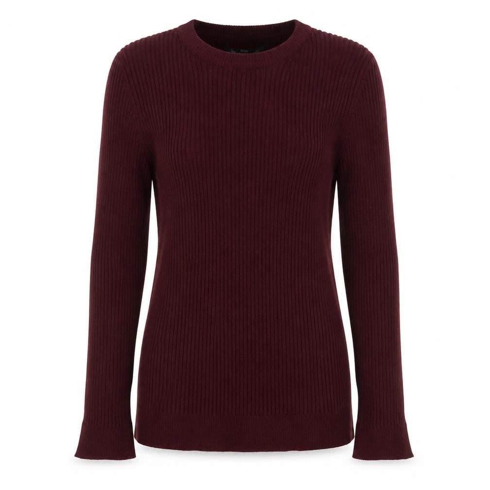 Front view of L.A. Knit Collection Women's Burgundy Long Sleeve jumper, size L