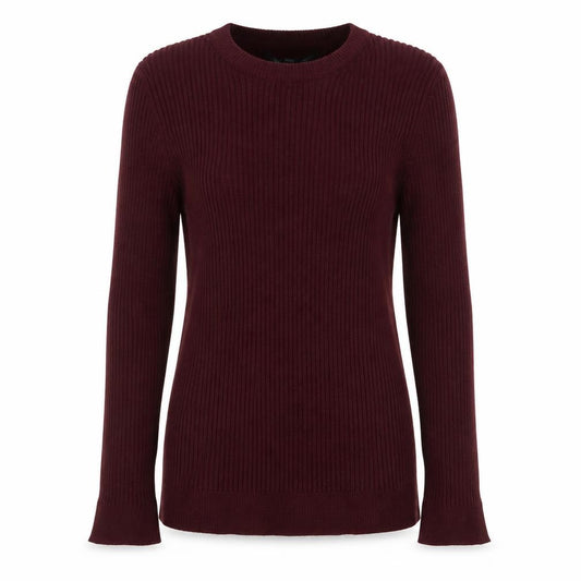 Front view of L.A. Knit Collection Women's Burgundy Long Sleeve jumper, size L