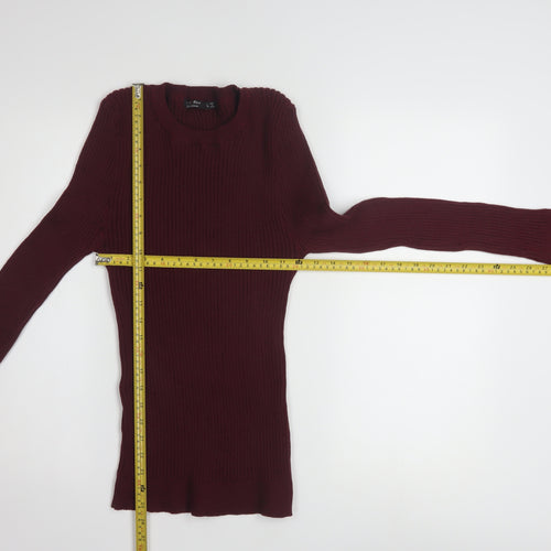 L.A. Knit Collection Women's Burgundy Long Sleeve Pullover Jumper Size L