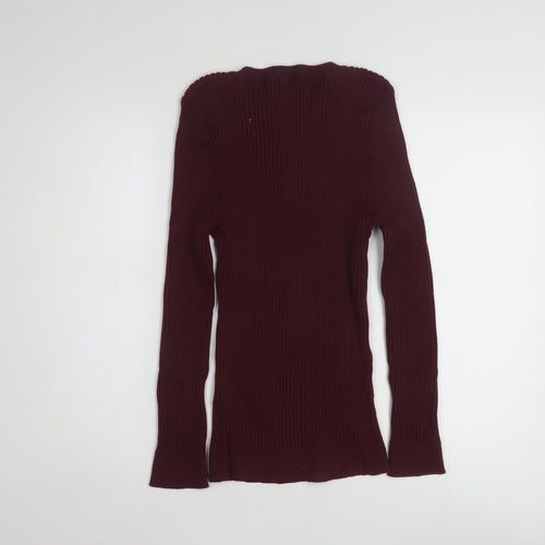 L.A. Knit Collection Women's Burgundy Long Sleeve Pullover Jumper Size L