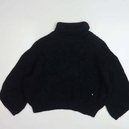 Armani Exchange Women's Black Roll Neck Chunky Knit Jumper Size S