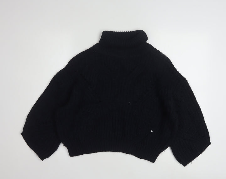 Armani Exchange Women's Black Roll Neck Chunky Knit Jumper Size S