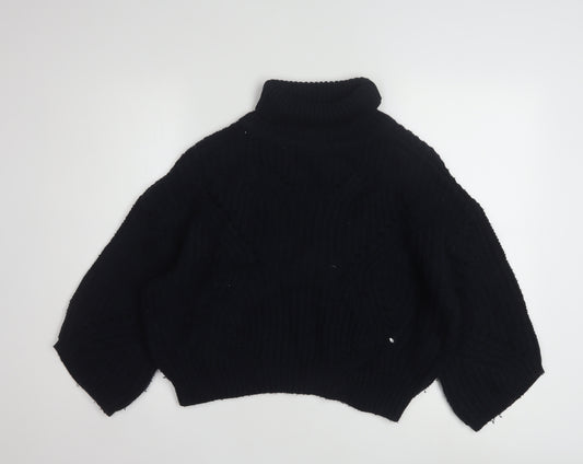 Armani Exchange Women's Black Roll Neck Chunky Knit Jumper Size S