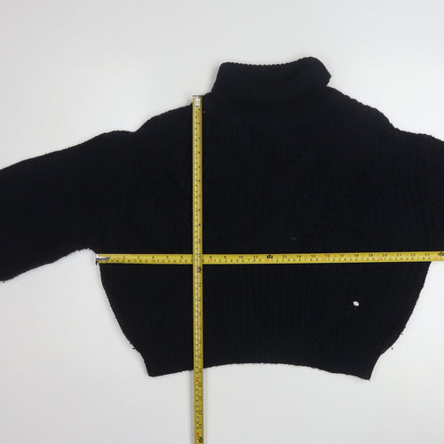 Armani Exchange Women's Black Roll Neck Chunky Knit Jumper Size S
