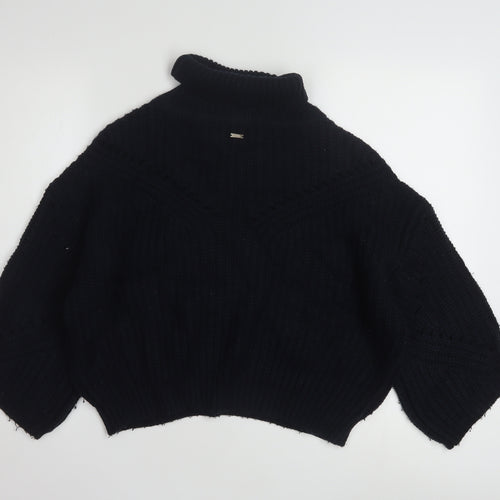 Armani Exchange Women's Black Roll Neck Chunky Knit Jumper Size S