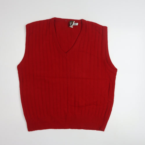 London Fog Men's Red Acrylic Knit Sleeveless V-Neck Vest XL