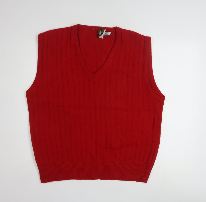 London Fog Men's Red Acrylic Knit Sleeveless V-Neck Vest XL