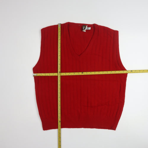 London Fog Men's Red Acrylic Knit Sleeveless V-Neck Vest XL
