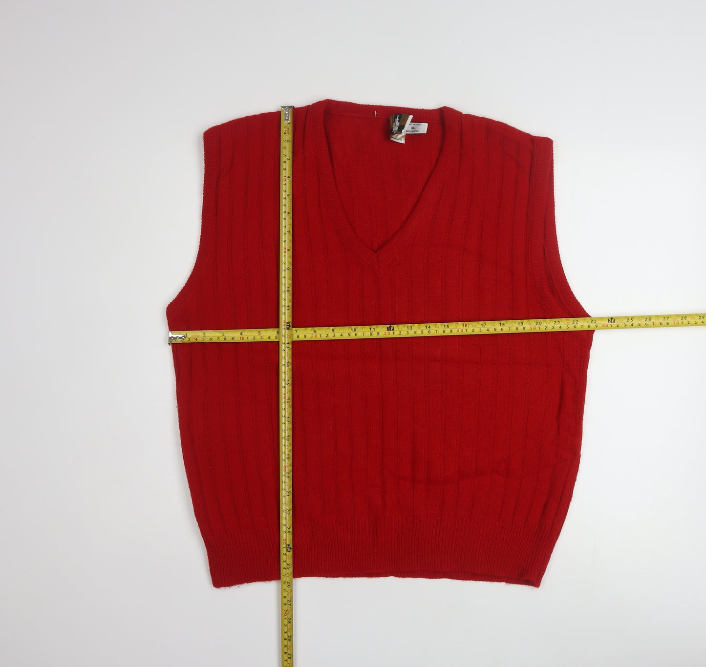 London Fog Men's Red Acrylic Knit Sleeveless V-Neck Vest XL