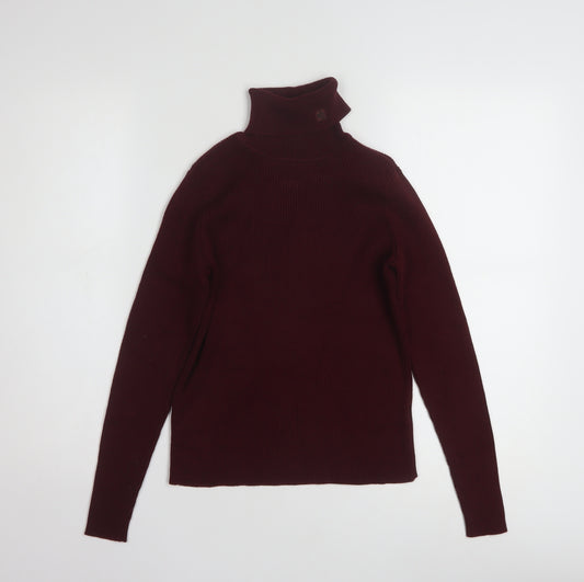 Ralph Lauren Women’s Petite Red Cotton Roll Neck Jumper Size S