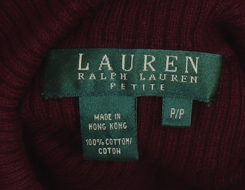 Ralph Lauren Women’s Petite Red Cotton Roll Neck Jumper Size S