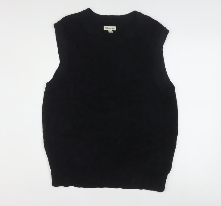 St. John's Bay Men's Black Cotton Knit Sleeveless V-Neck Vest M