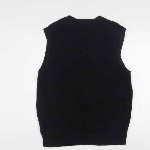 St. John's Bay Men's Black Cotton Knit Sleeveless V-Neck Vest M