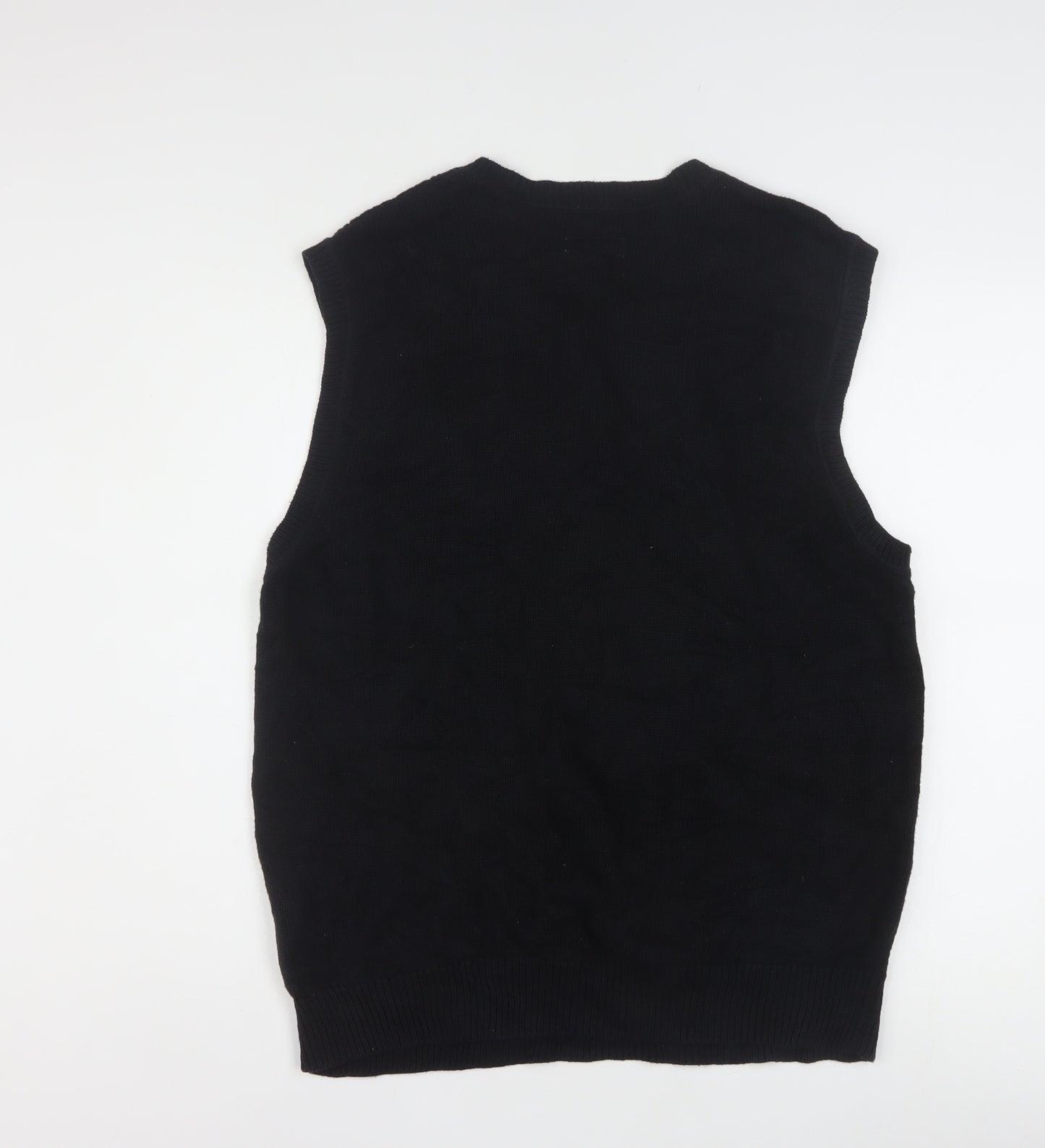 St. John's Bay Men's Black Cotton Knit Sleeveless V-Neck Vest M