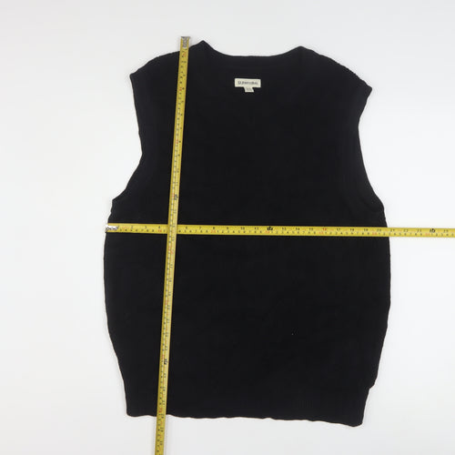 St. John's Bay Men's Black Cotton Knit Sleeveless V-Neck Vest M