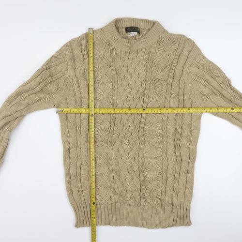 David Gregory Men's Beige Cable Knit Acrylic Jumper L