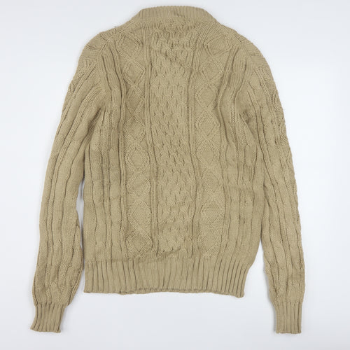 David Gregory Men's Beige Cable Knit Acrylic Jumper L