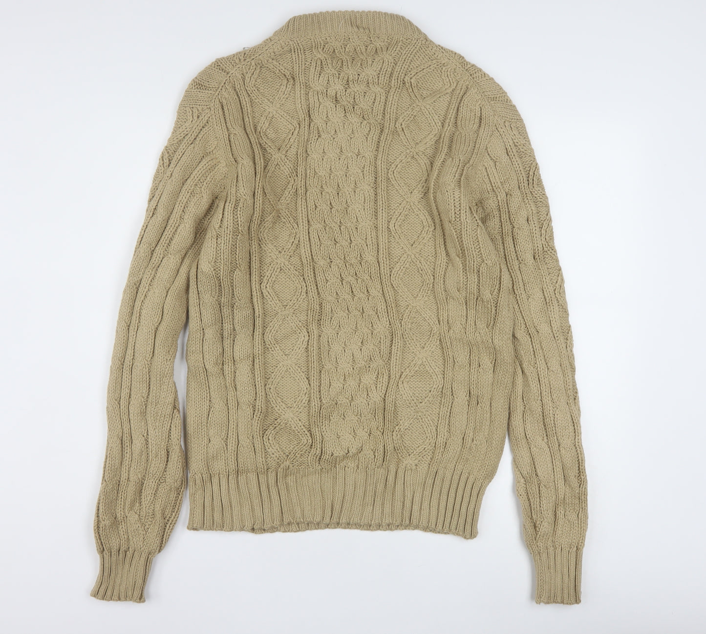 David Gregory Men's Beige Cable Knit Acrylic Jumper L