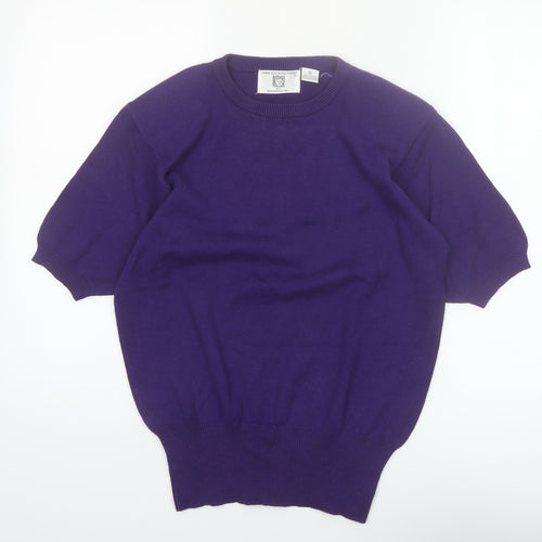 Anne Klein Knitwear Women’s Purple Cotton Short Sleeve Jumper M