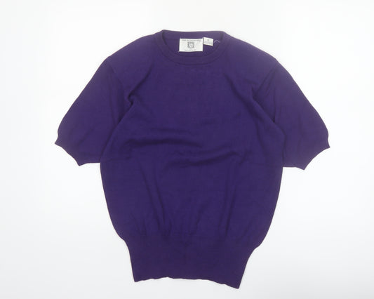 Anne Klein Knitwear Women’s Purple Cotton Short Sleeve Jumper M