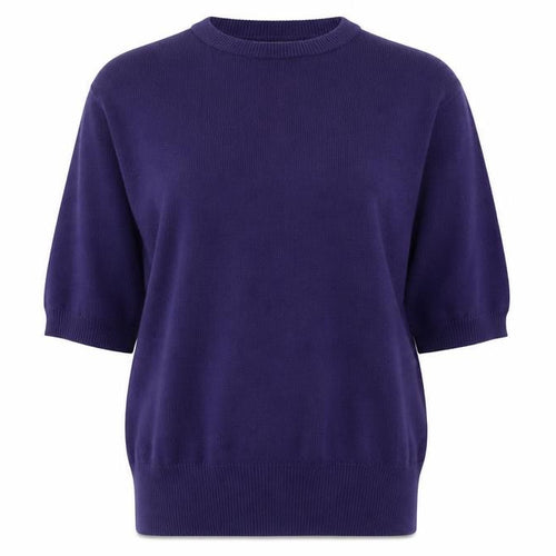 Anne Klein Knitwear Women’s Purple Cotton Short Sleeve Jumper M
