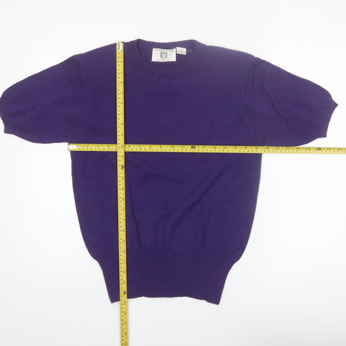 Anne Klein Knitwear Women’s Purple Cotton Short Sleeve Jumper M
