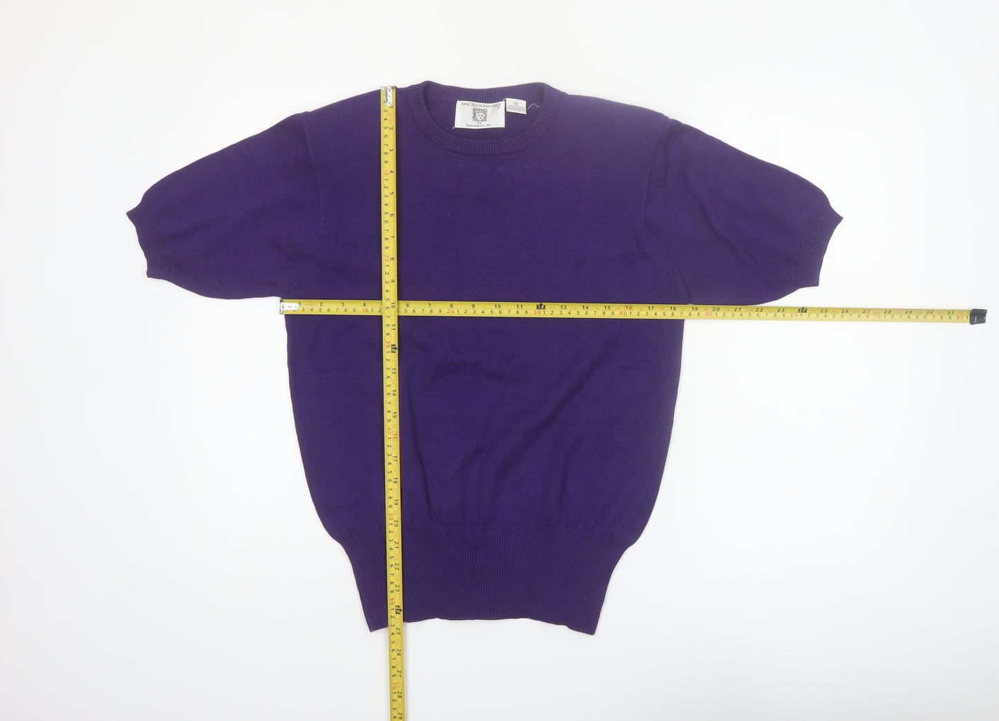 Anne Klein Knitwear Women’s Purple Cotton Short Sleeve Jumper M