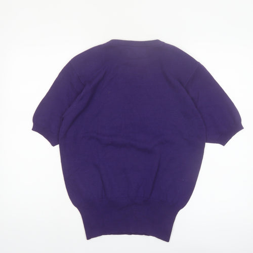 Anne Klein Knitwear Women’s Purple Cotton Short Sleeve Jumper M