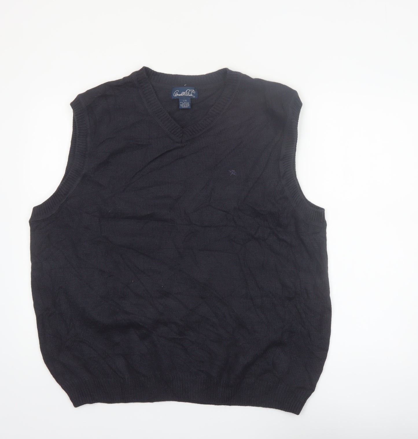 Arnold Palmer Men's Black V-Neck Sleeveless Acrylic Golf Vest L