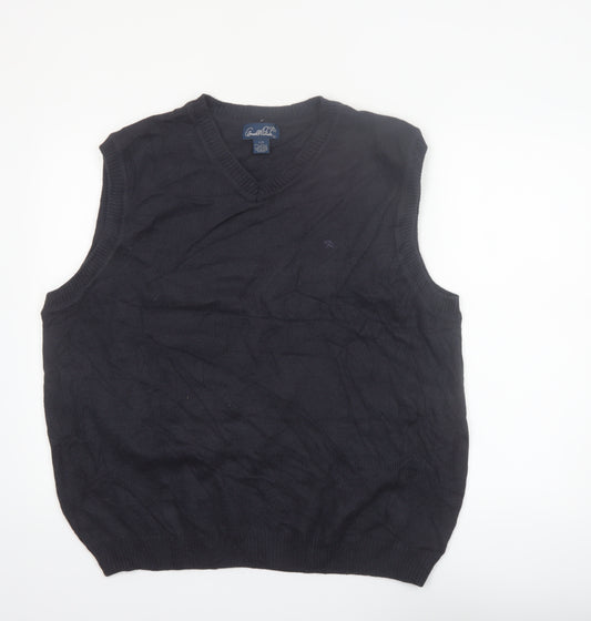 Arnold Palmer Men's Black V-Neck Sleeveless Acrylic Golf Vest L
