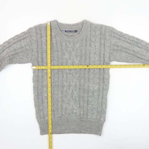 WoolOvers Women's Grey Cable-Knit Wool Jumper XS Classic Warm Winter