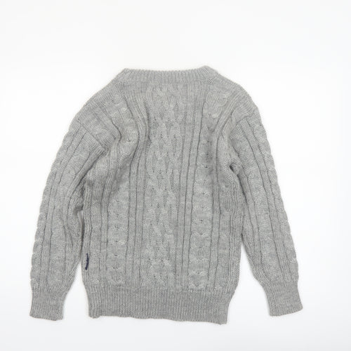 WoolOvers Women's Grey Cable-Knit Wool Jumper XS Classic Warm Winter