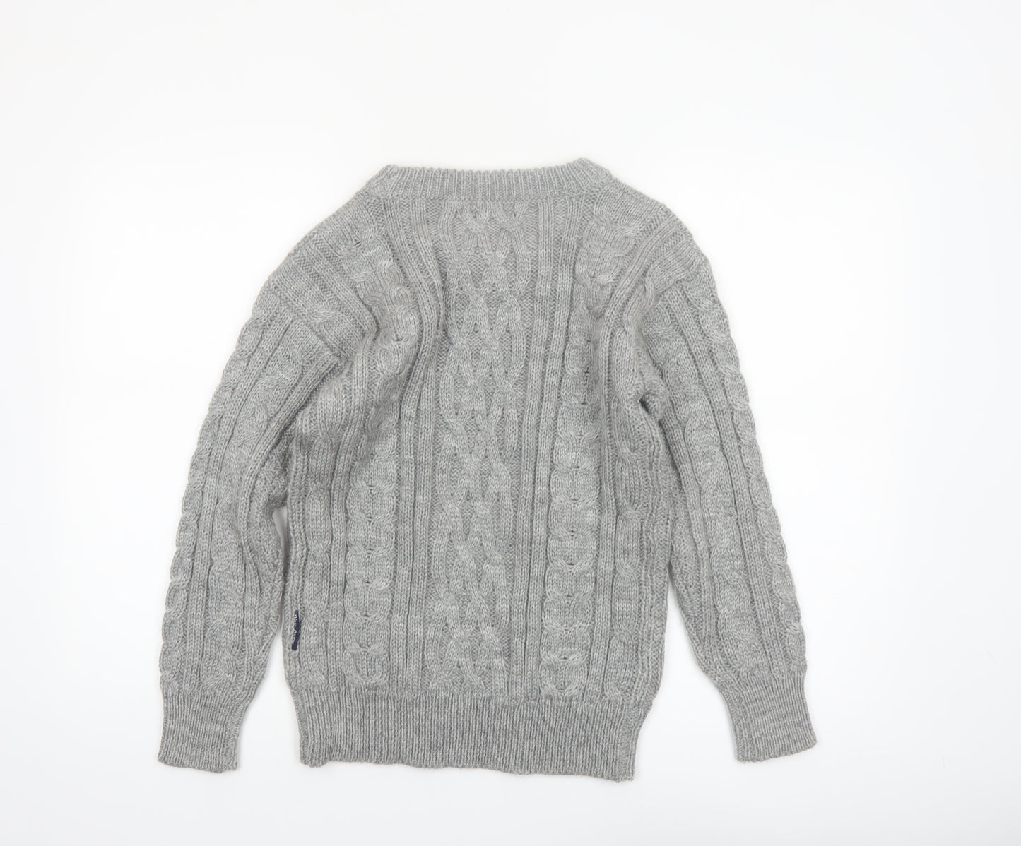 WoolOvers Women's Grey Cable-Knit Wool Jumper XS Classic Warm Winter