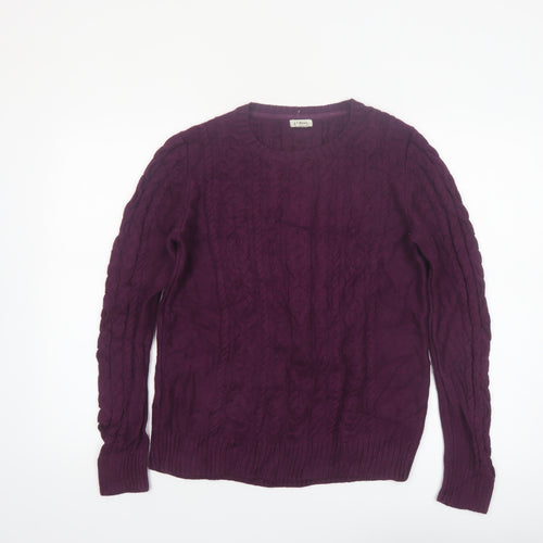 L.L. Bean Women's Purple Cotton Cable Knit Jumper M Regular