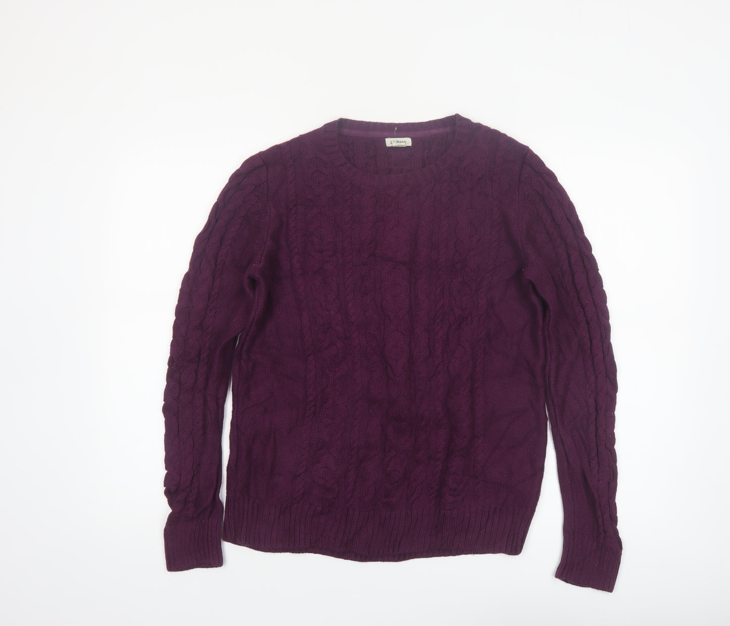 L.L. Bean Women's Purple Cotton Cable Knit Jumper M Regular